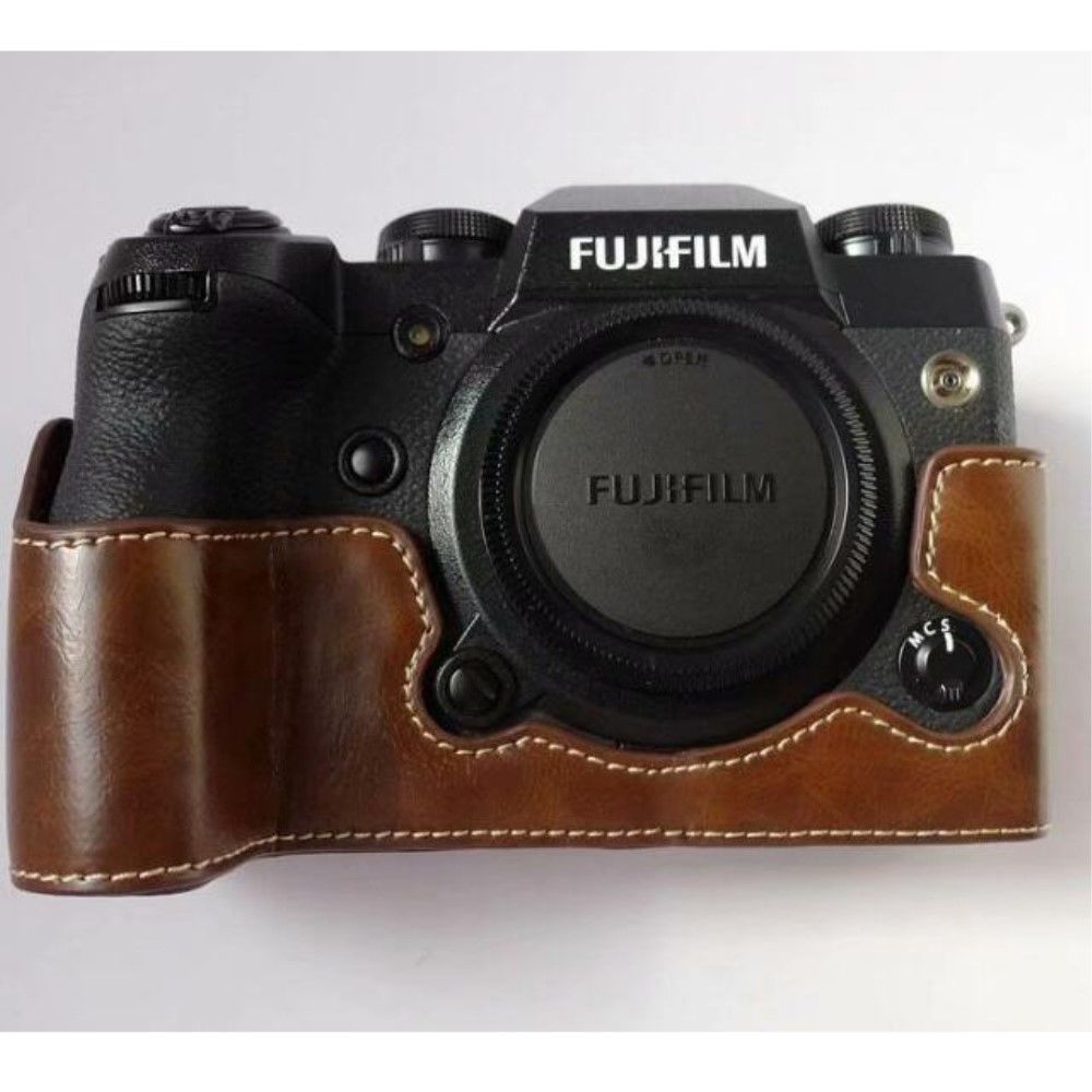 marque generique - Etui en PU caméra de fond de la moitié café pour votre Fujifilm X-H1 - Autres accessoires smartphone