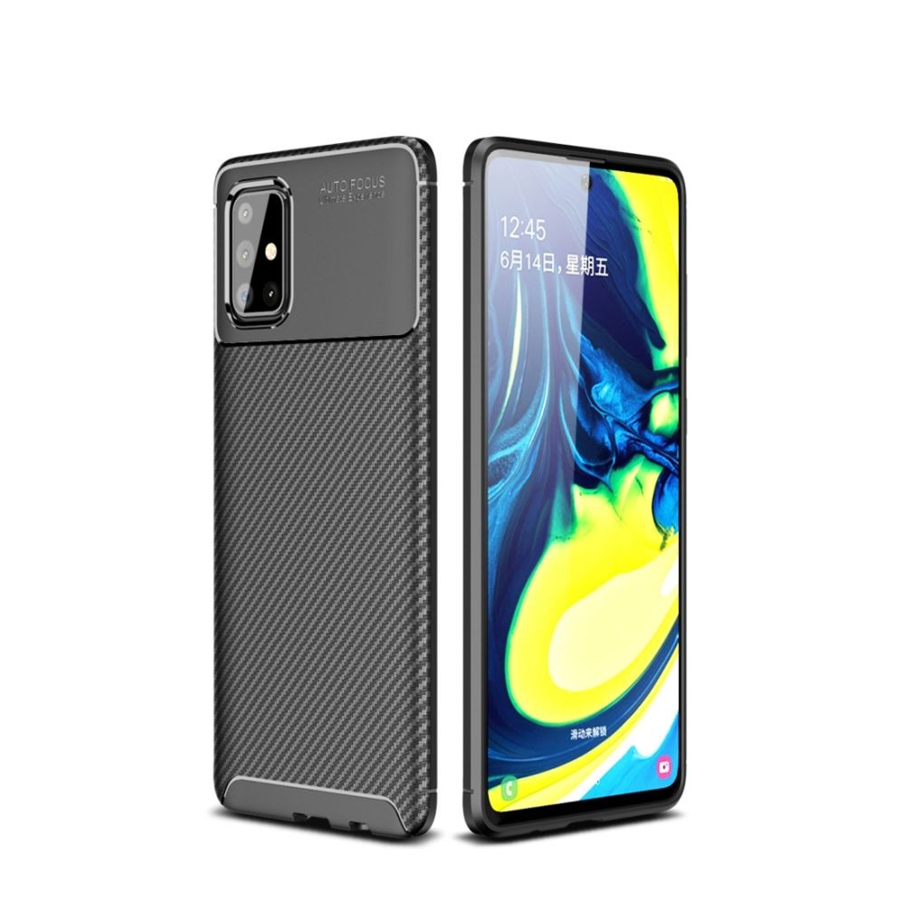Wewoo - Coque Pour Samsung Galaxy M80S Housse en TPU antichoc fibre de carbone noir - Coque, étui smartphone