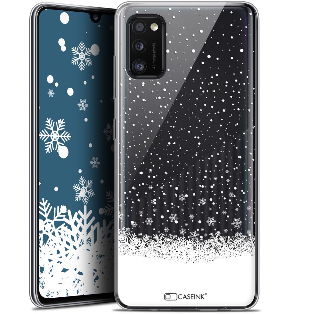 Caseink - Coque Pour Samsung Galaxy A41 (6.1 ) [Gel HD Collection Noël 2017 Design Flocons de Neige - Souple - Ultra Fin - Imprimé en France] - Coque, étui smartphone