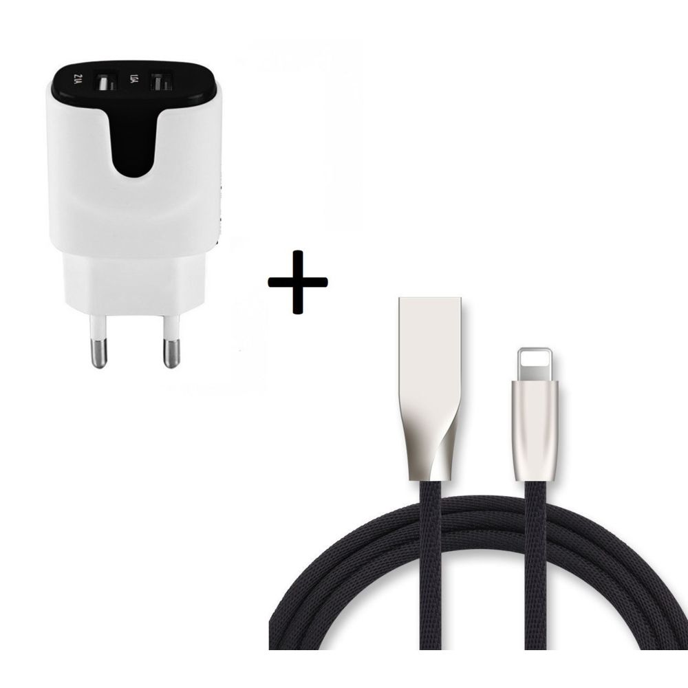 Shot - Pack Chargeur Lightning pour IPHONE (Cable Fast Charge + Double Prise Secteur Couleur USB) APPLE IOS - Chargeur secteur téléphone