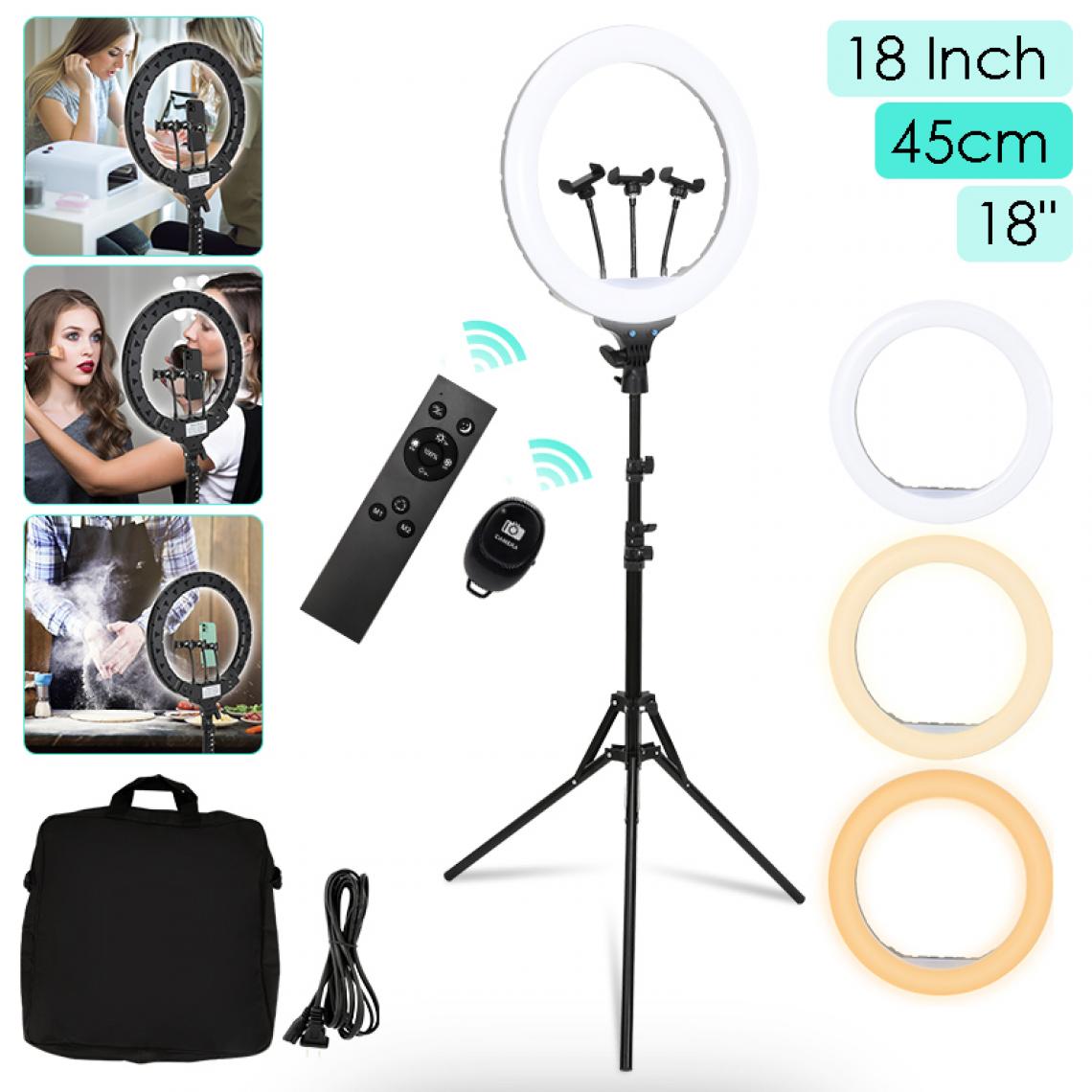 Einfeben - Lampe annulaire LED Dimmable Light 18 Pouce 200CM Stand Phone Selfie Video Maquillage Live Lamp - Effets à LED