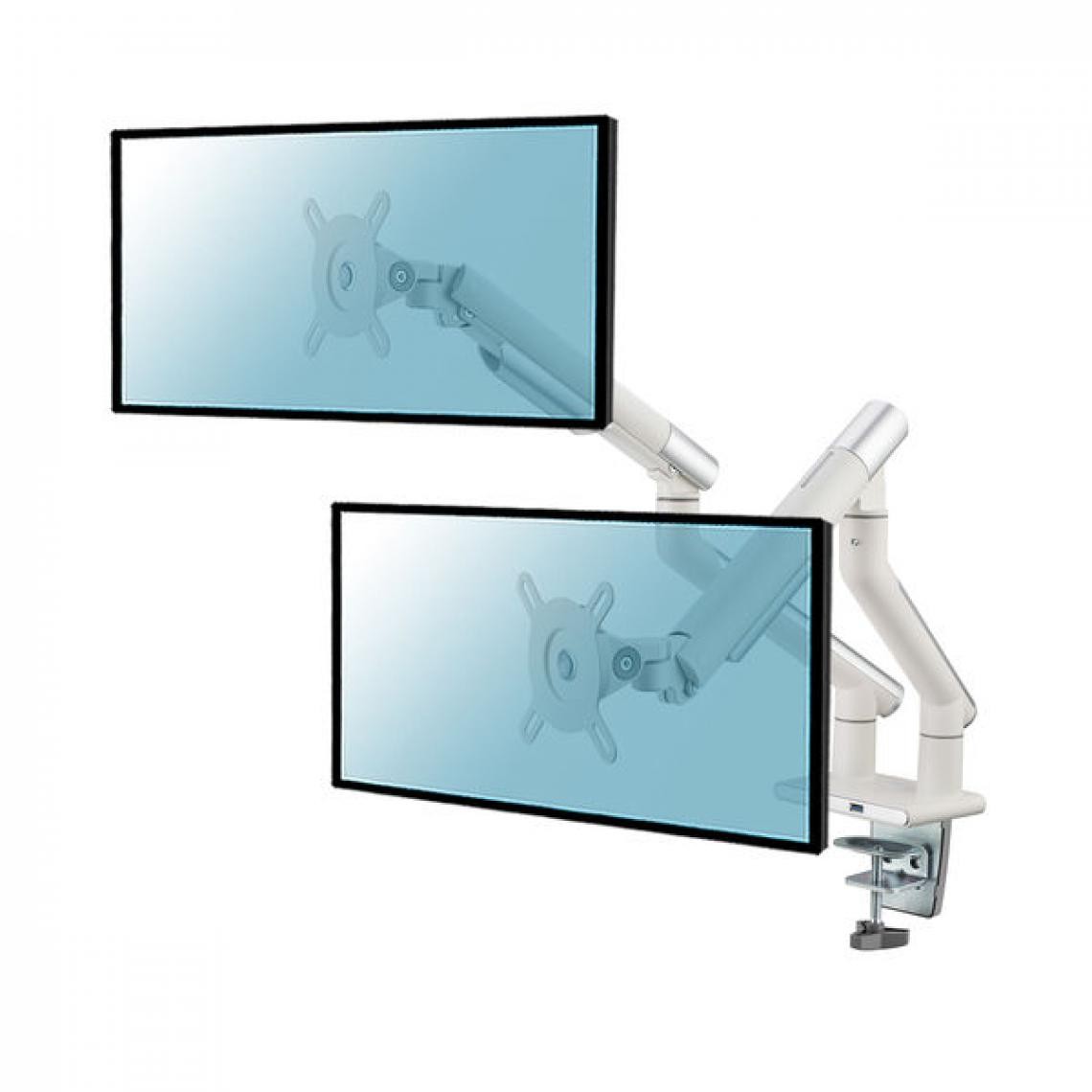 Kimex - Support de bureau Full Motion pour 2 écrans PC 17''-32'' avec USB, Blanc - Support mural