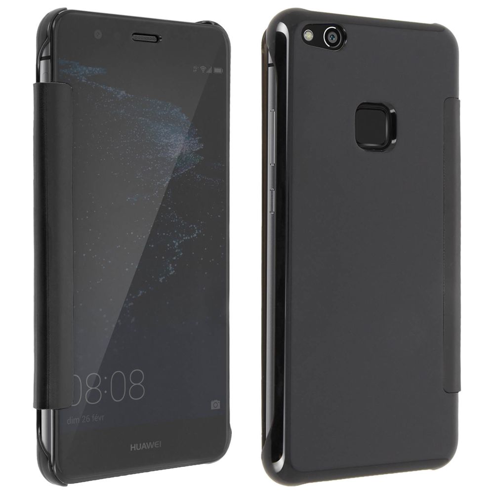 Avizar - Etui Huawei P10 Lite Housse Folio Clapet Translucide Design Effet Miroir Noir - Coque, étui smartphone