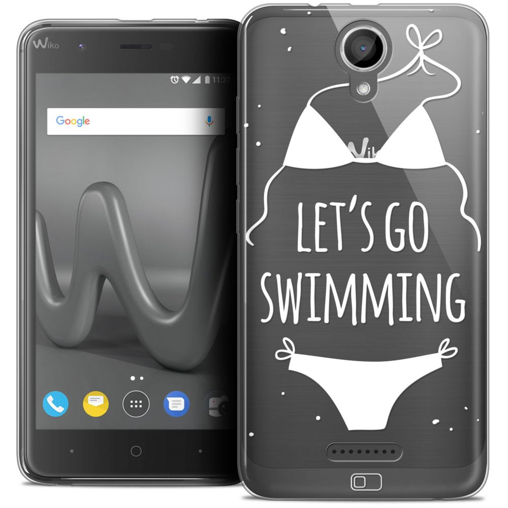 Caseink - Coque Housse Etui Wiko Harry (5 ) [Crystal Gel HD Collection Summer Design Let's Go Swim - Souple - Ultra Fin - Imprimé en France] - Coque, étui smartphone