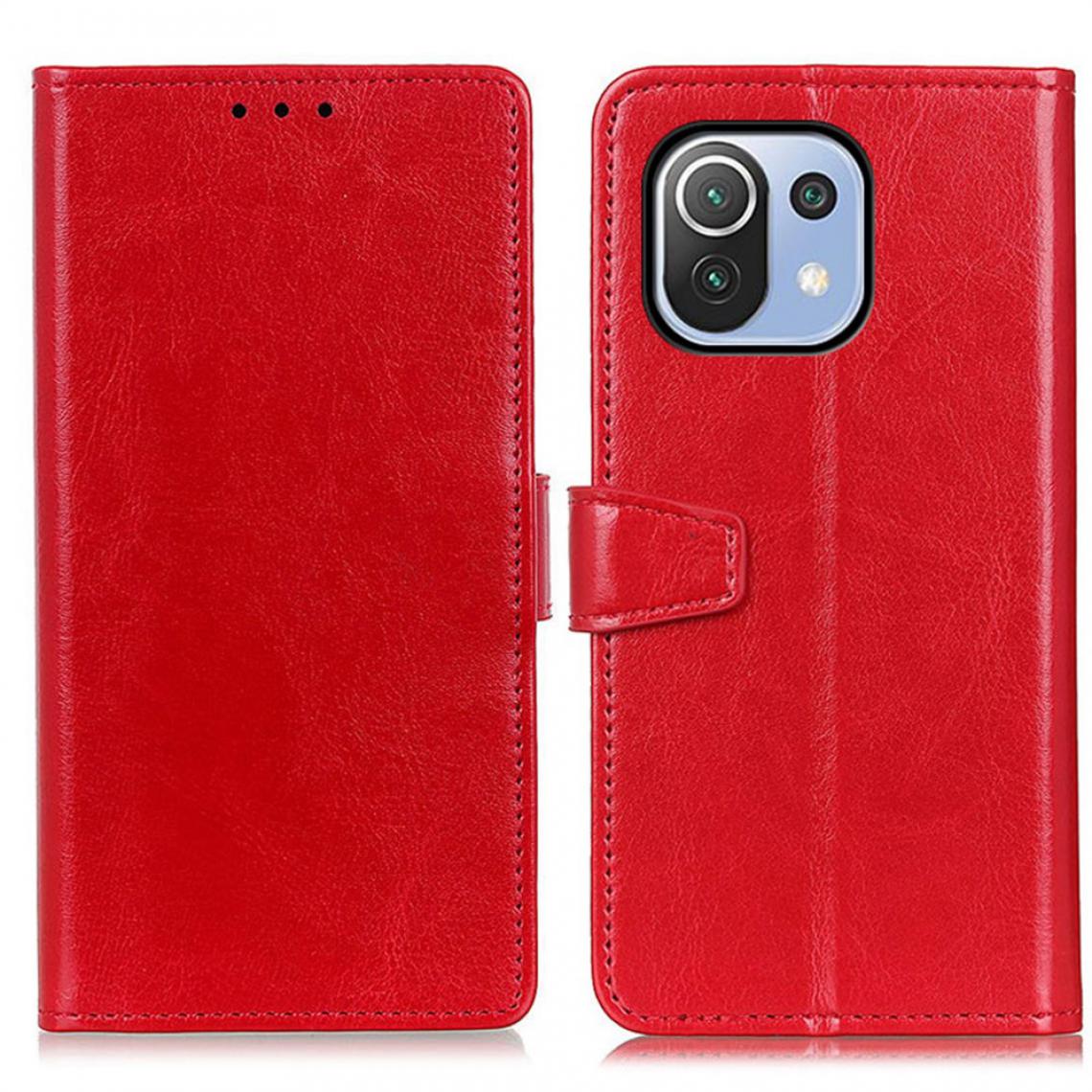 Other - Etui en PU avec support rouge pour votre Xiaomi Mi 11 Lite 4G/5G - Coque, étui smartphone