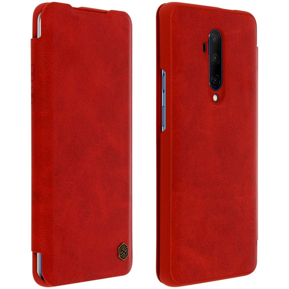 Nillkin - Housse Oneplus 7T Pro Étui Folio Porte-carte Cuir Véritable Qin Nillkin rouge - Coque, étui smartphone