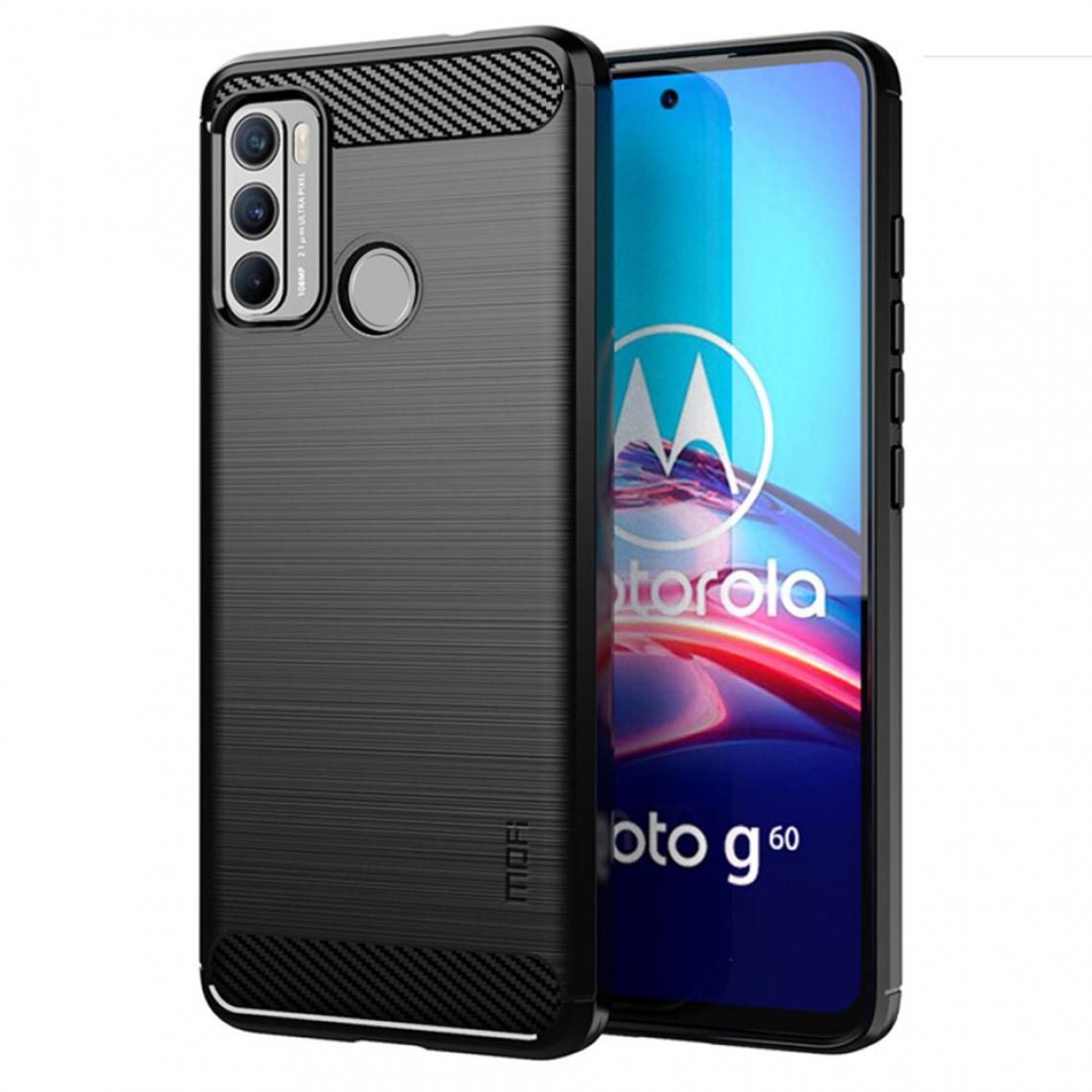 Mofi - Coque en TPU Conception en fibre de carbone brossée flexible bien protégée noir pour votre Motorola Moto G60/G40 Fusion - Coque, étui smartphone