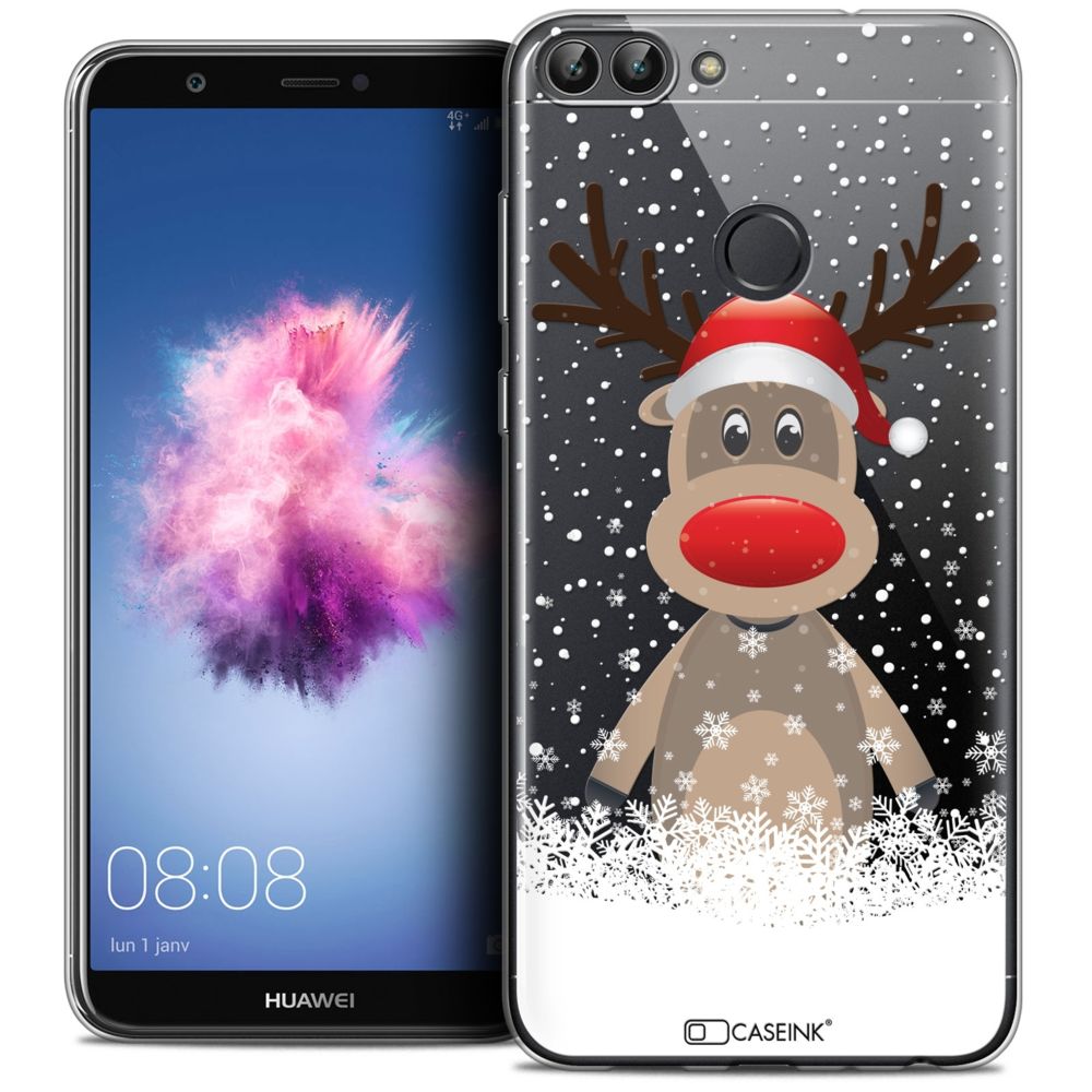 Caseink - Coque Housse Etui Huawei P Smart (5.7 ) [Crystal Gel HD Collection Noël 2017 Design Cerf au Bonnet - Souple - Ultra Fin - Imprimé en France] - Coque, étui smartphone