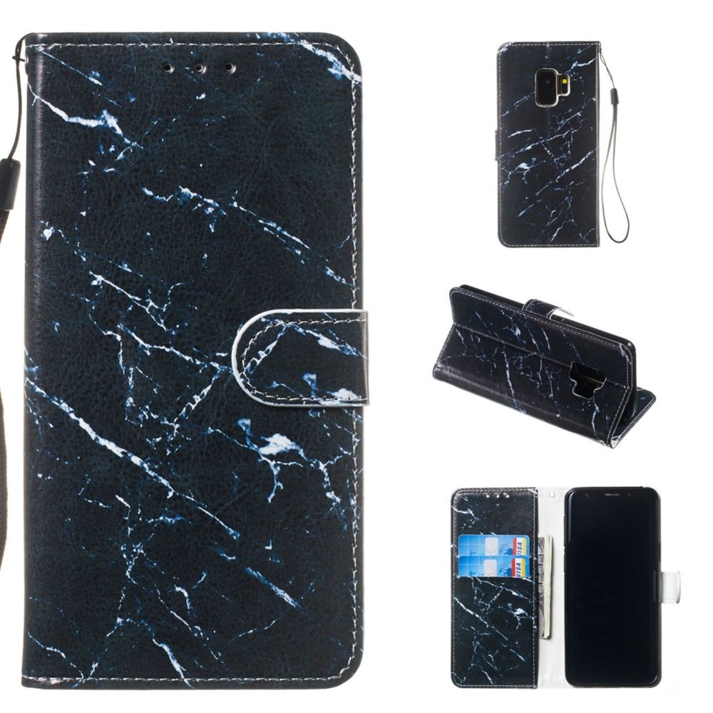 Wewoo - Coque Fashion Etui de protection en cuir pour Galaxy S9 Marbre noir - Coque, étui smartphone