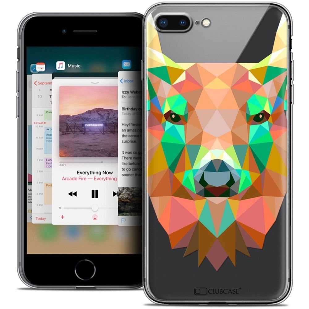 Caseink - Coque Housse Etui Apple iPhone 7 Plus (5.5 ) [Crystal Gel HD Polygon Series Animal - Souple - Ultra Fin - Imprimé en France] Cerf - Coque, étui smartphone