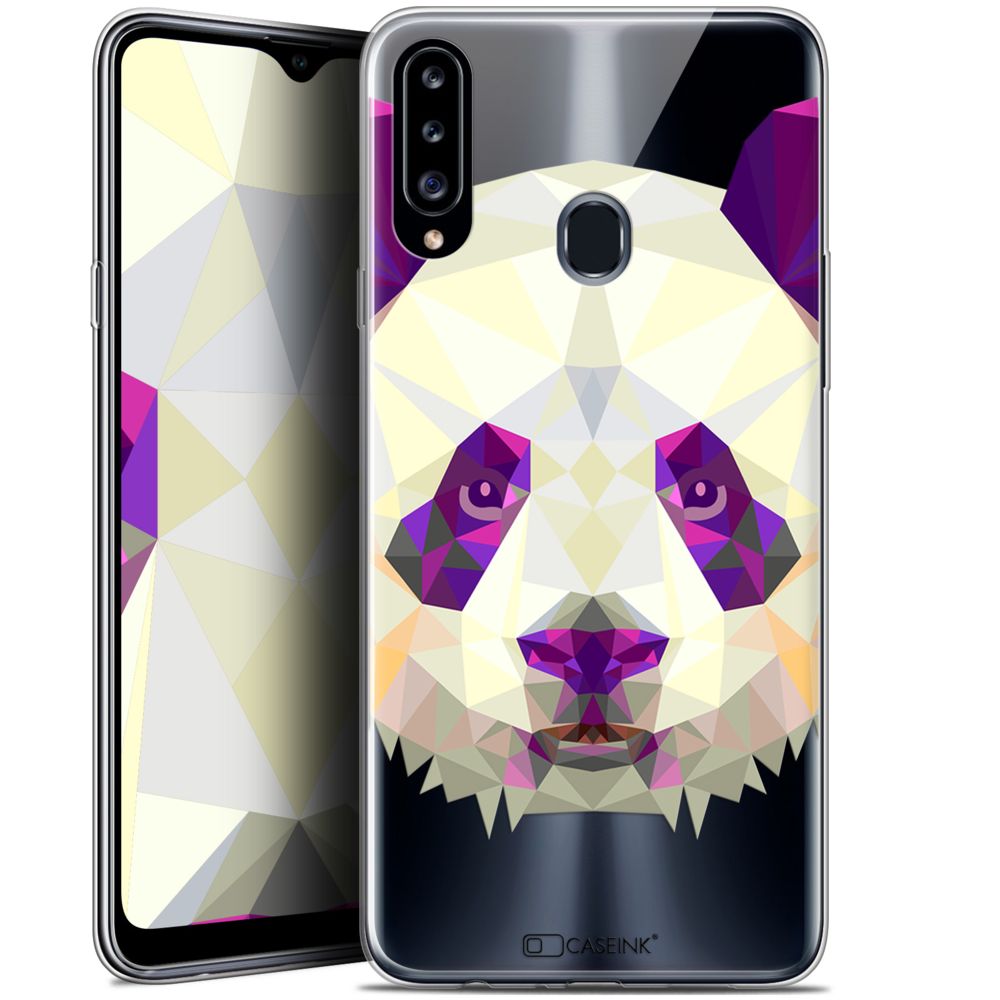 Caseink - Coque Pour Samsung Galaxy A20s (6.5 ) [Gel HD Polygon Series Animal - Souple - Ultra Fin - Imprimé en France] Panda - Coque, étui smartphone