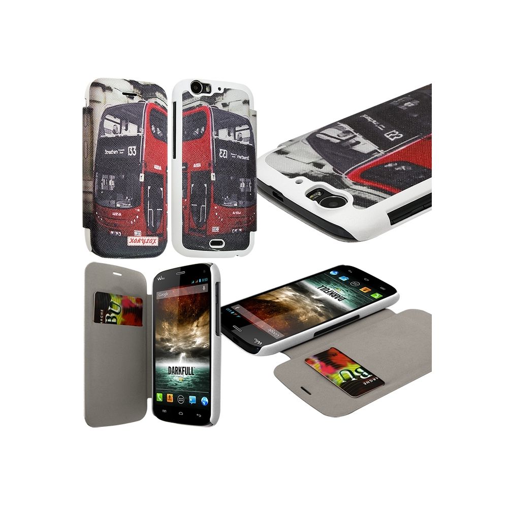 Karylax - Coque Etui à rabat latéral et porte-carte pour Wiko Darkfull avec motif KJ01 + Film de Protection - Autres accessoires smartphone