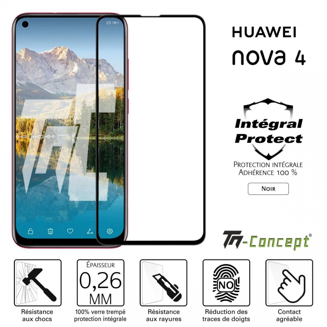 Tm Concept - Verre trempé intégral - Huawei Nova 4 - Noir - TM Concept® - Protection écran smartphone