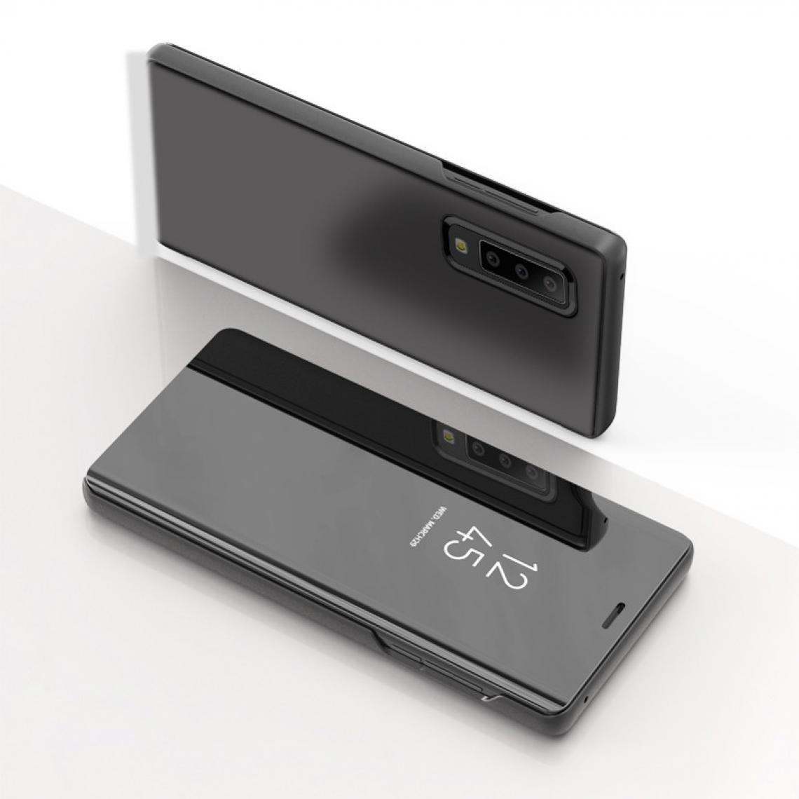 Wewoo - Housse Coque Etui à rabat horizontal en cuir avec miroir de galvanisation pour Galaxy A50avec support Noir - Coque, étui smartphone