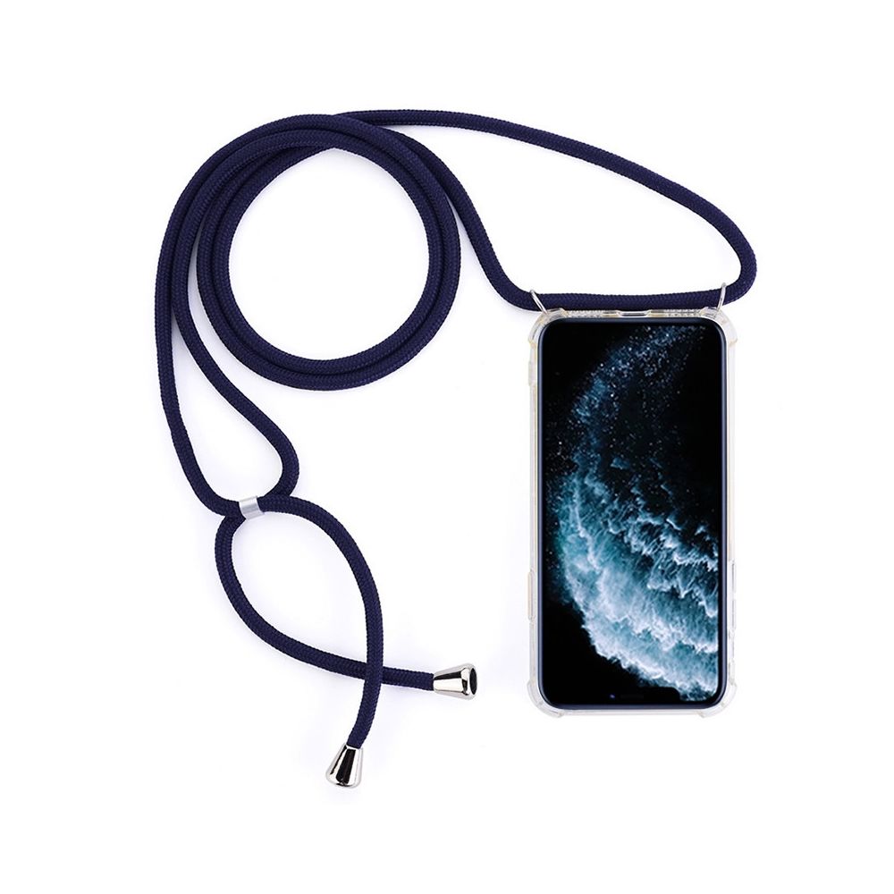 Wewoo - Coque Souple pour téléphone portable TPU Trasparent à quatre coins et anti-chute avec cordon iPhone 11 Pro bleu foncé - Coque, étui smartphone