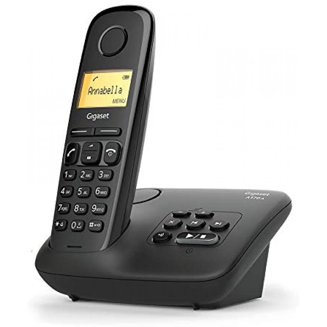 Gigaset - téléphone fixe solo sans fil DECT/GAP avec répondeur noir - Téléphone fixe filaire