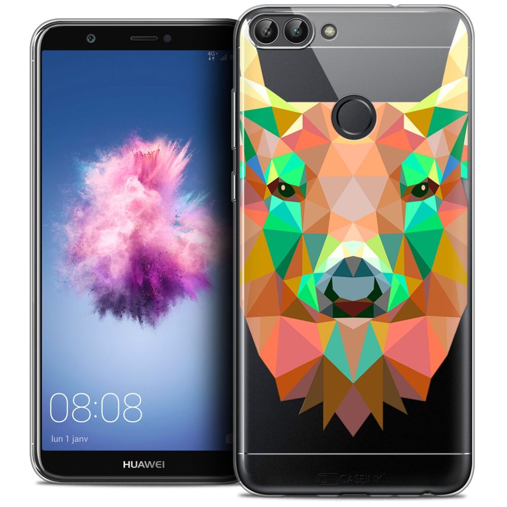 Caseink - Coque Housse Etui Huawei P Smart (5.7 ) [Crystal Gel HD Polygon Series Animal - Souple - Ultra Fin - Imprimé en France] Cerf - Coque, étui smartphone