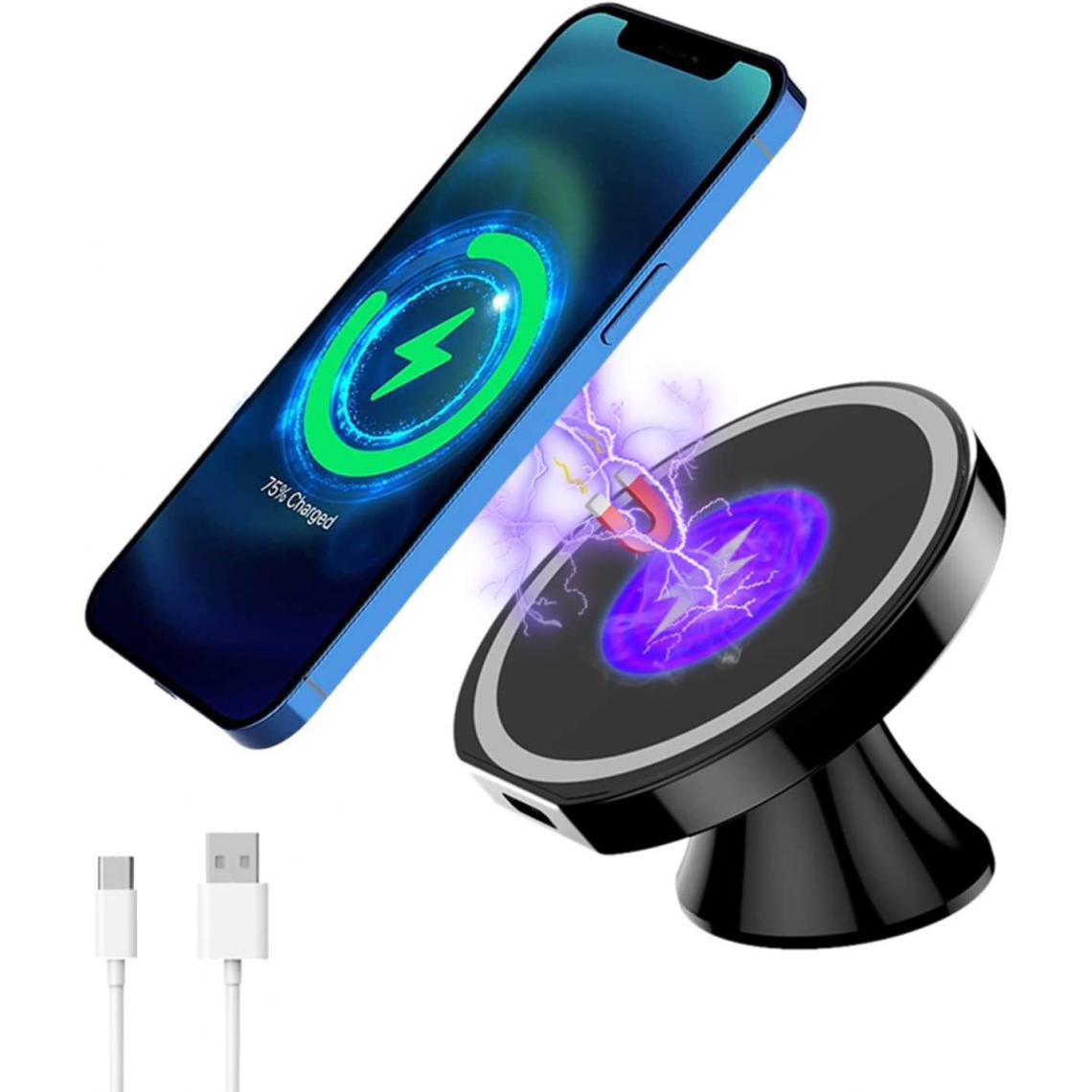 Chrono - Chargement Magnétique Sans Fil pour Voiture, Chargeur de Voiture Sans Fil 15 W(Noir) - Batterie téléphone