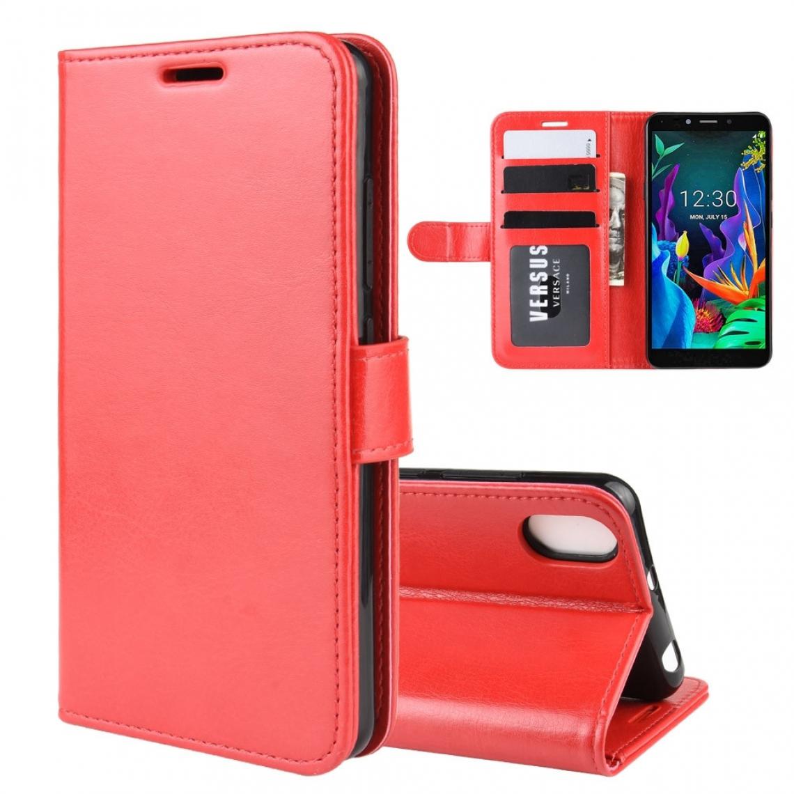 Wewoo - Housse Coque Pour LG K20 2019 Étui en cuir à rabat horizontaltexture uniqueR64avec supportlogements cartes et portefeuille rouge - Coque, étui smartphone
