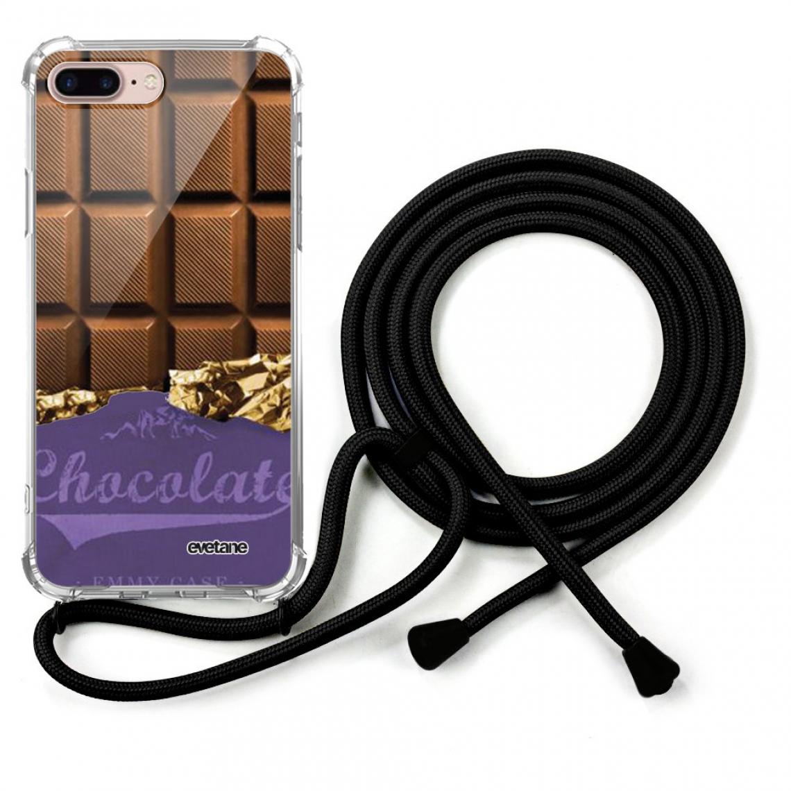 Evetane - Coque iPhone 7 Plus /8 Plus coque avec cordon transparente Chocolat - Coque, étui smartphone