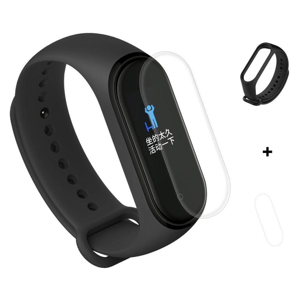 marque generique - Bracelet en TPU + Silicone réglable complet couvrant souple noir pour votre Xiaomi Mi Band 4/3 - Accessoires bracelet connecté