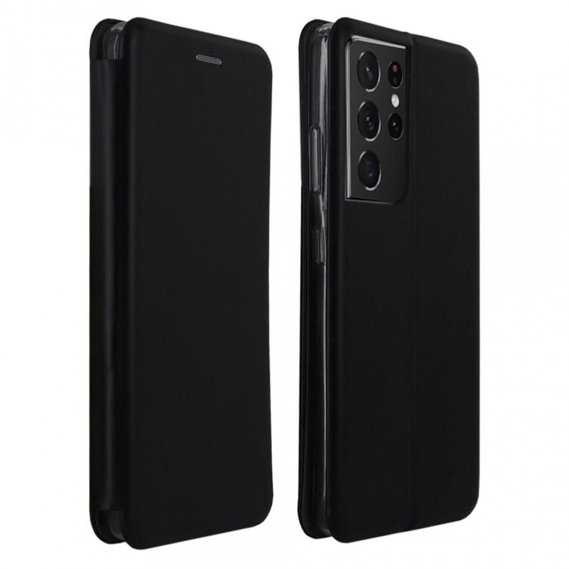 Inexstart - Etui Luxe Rabattable Noir Simili Cuir Avec Support pour Samsung Galaxy S21 Ultra - Coque, étui smartphone