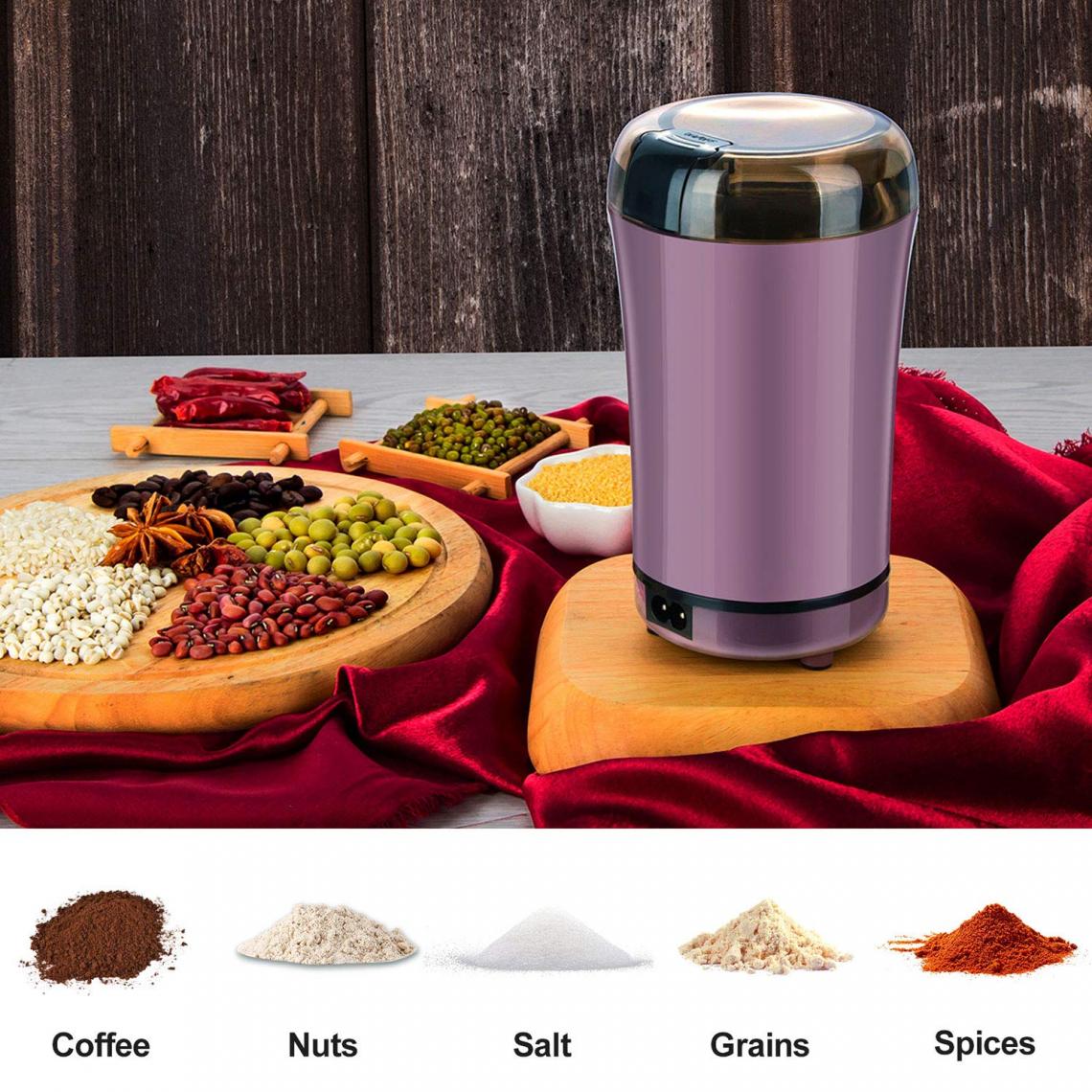 Universal - Moulin à café automatique portatif avec lame en acier inoxydable de remplacement(Violet) - Moulin à café
