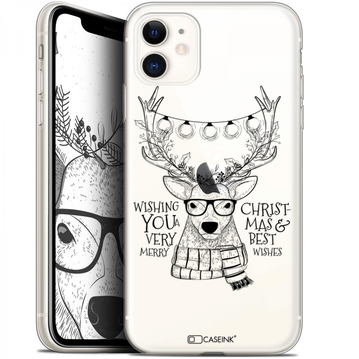 Caseink - Coque Pour Apple iPhone 11 (6.1 ) [Gel HD Collection Noël 2017 Design Cerf Hipster - Souple - Ultra Fin - Imprimé en France] - Coque, étui smartphone