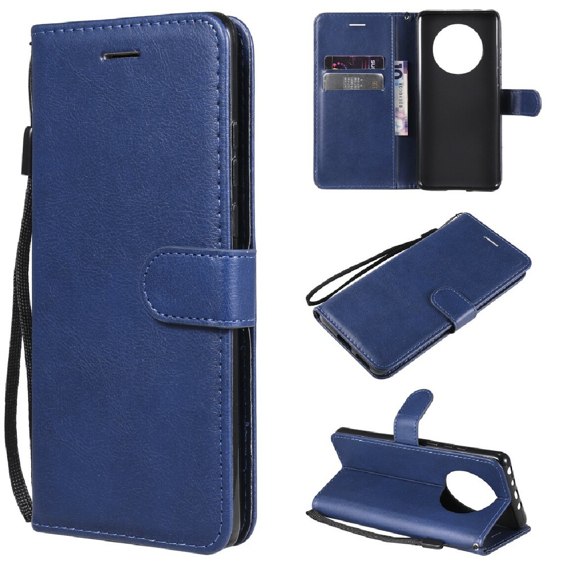Other - Etui en PU couleur pure avec support et bandoulière pratique bleu pour votre Huawei Mate 40 - Coque, étui smartphone