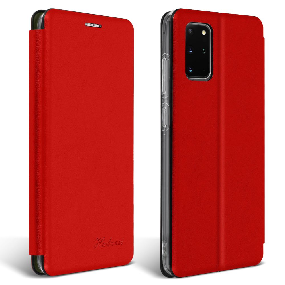 Avizar - Étui Galaxy S20 Plus Cuir Texturé Clapet Porte-carte Support Vidéo rouge - Coque, étui smartphone