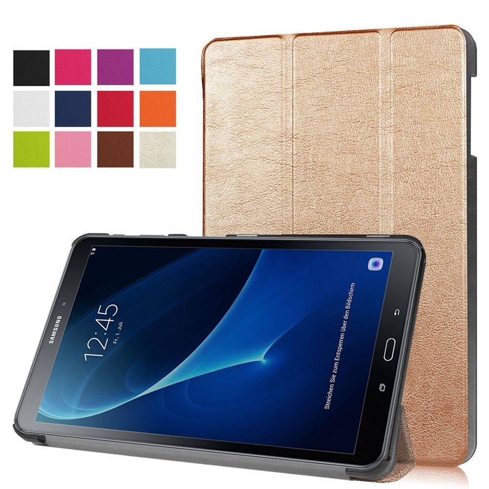 marque generique - Etui en PU tri-pliure avec support pour Samsung Galaxy Tab A 10.1 T580/T585 (2016) - Or - Coque, étui smartphone