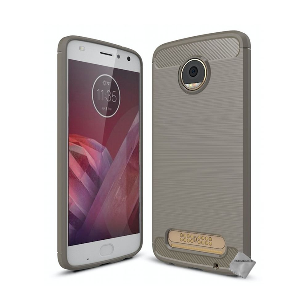 Htdmobiles - Housse etui coque silicone gel carbone pour Motorola Moto Z2 Play + film ecran - GRIS - Autres accessoires smartphone