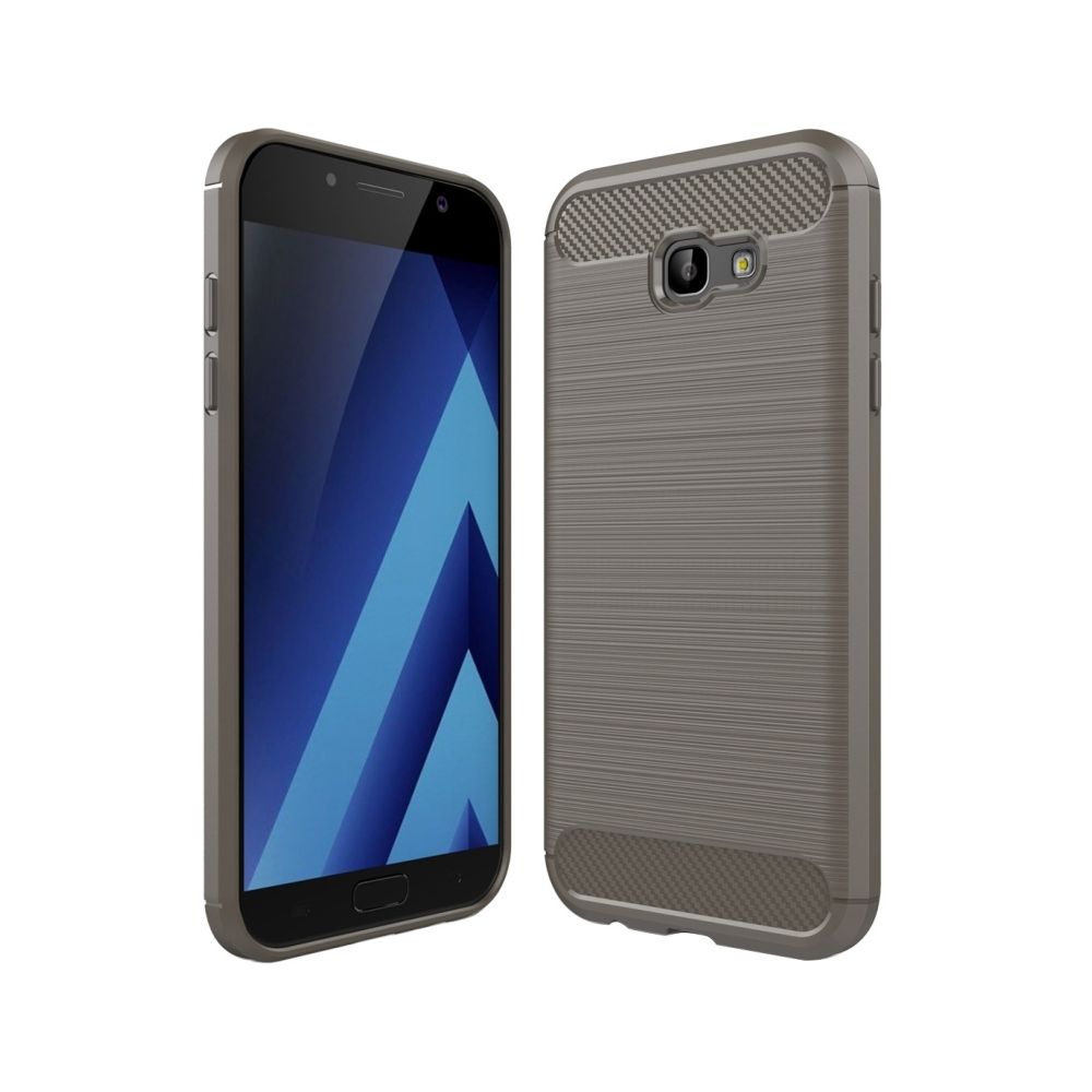 Wewoo - Coque renforcée gris pour Smasung Galaxy A7 2017 Texture de fibre de carbone brossé Antichoc TPU Housse de protection - Coque, étui smartphone