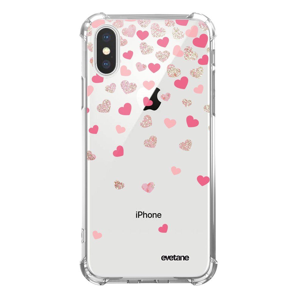 Evetane - Coque iPhone X/ Xs anti-choc souple avec angles renforcés transparente Coeurs en confettis Evetane - Coque, étui smartphone