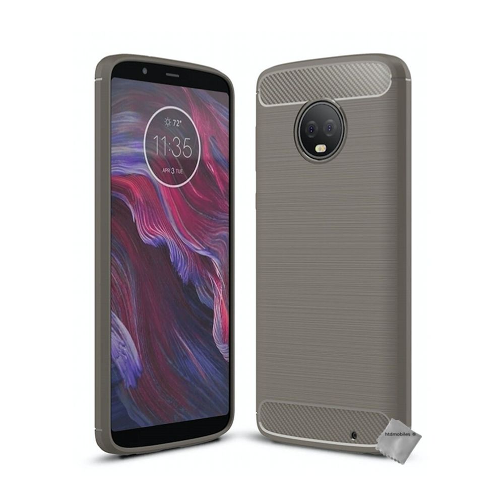 Htdmobiles - Housse etui coque silicone gel carbone pour Motorola Moto G6 Plus + film ecran - GRIS - Autres accessoires smartphone
