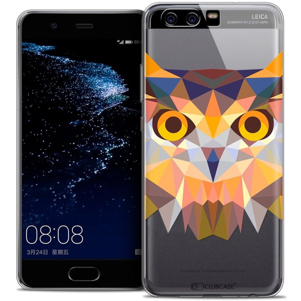 Caseink - Coque Housse Etui Huawei P10 [Crystal Gel HD Polygon Series Animal - Souple - Ultra Fin - Imprimé en France] Hibou - Coque, étui smartphone