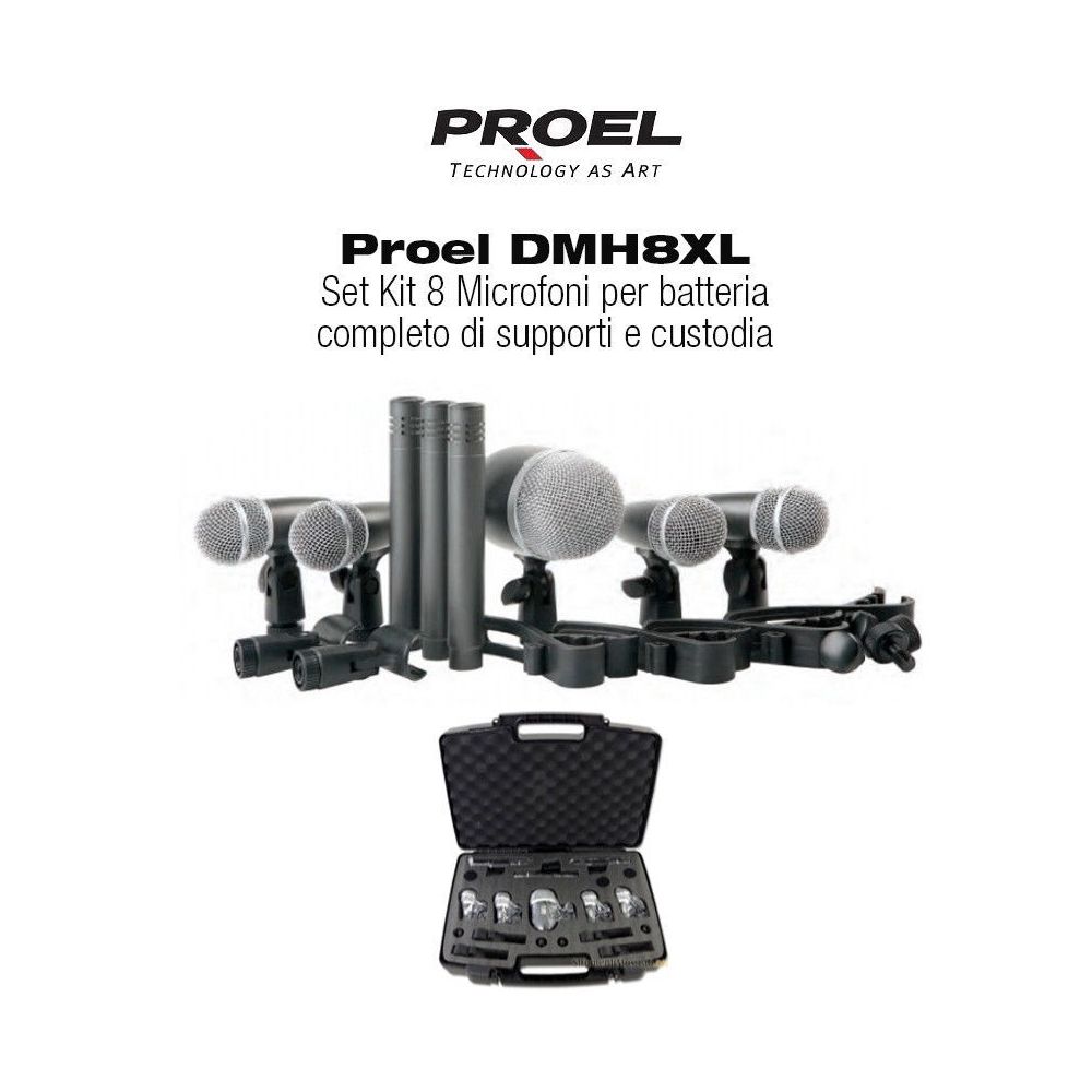 Sans Marque - Proel DMH8XL Set Kit 8 Microfoni per batteria completo di supporti e custodia - Enceintes monitoring