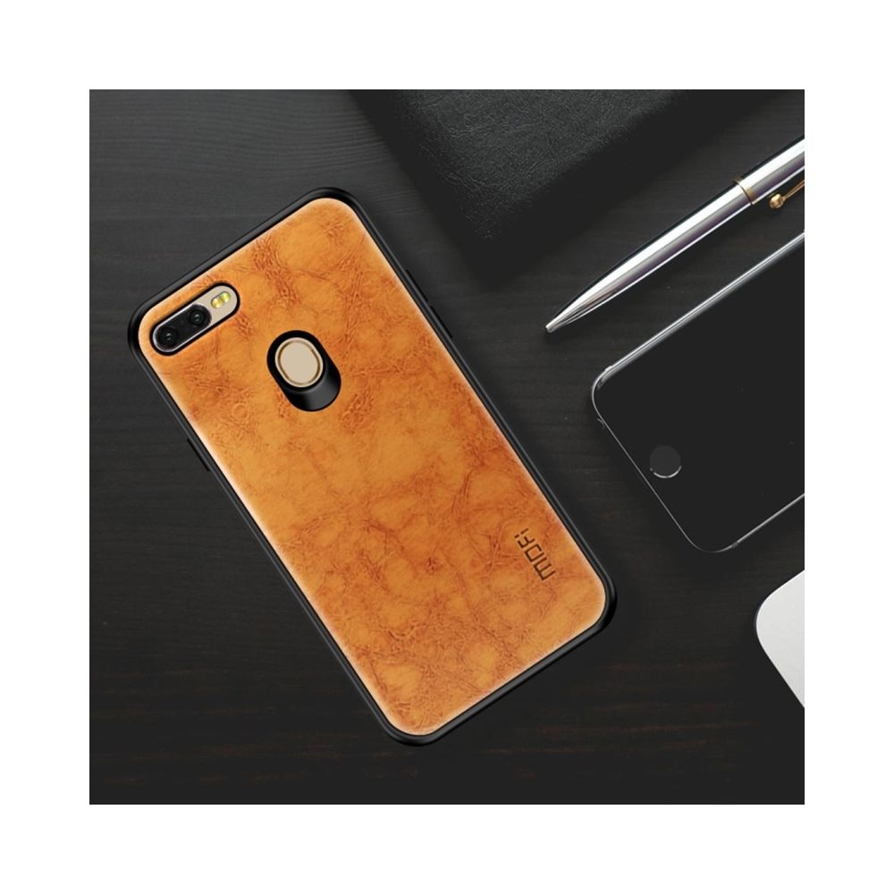 Wewoo - Housse de protection arrière en cuir PC + TPU + PU pour OPPO F9 (F9 Pro) (Marron clair) - Coque, étui smartphone