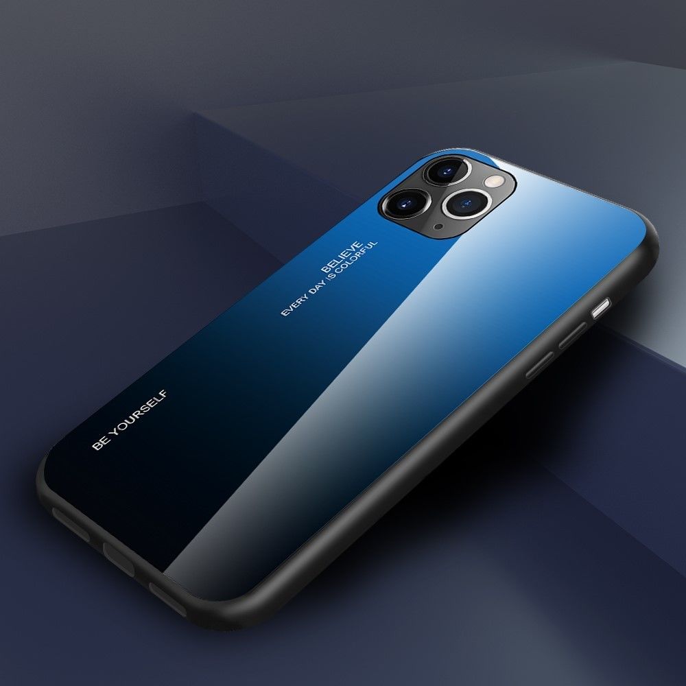 marque generique - Coque en TPU verre dégradé bleu/noir pour votre Apple iPhone 11 Pro Max 6.5 pouces - Coque, étui smartphone