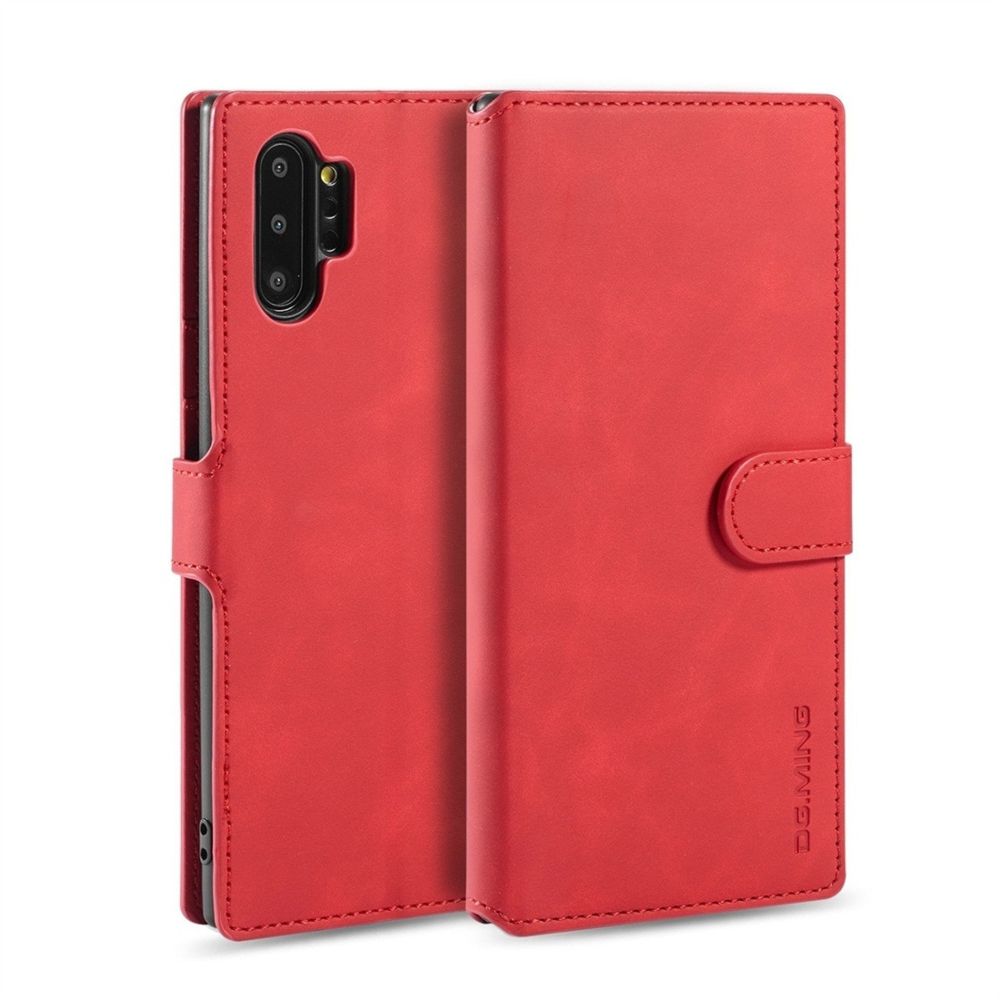 Wewoo - Housse Étui Coque Etui à rabat horizontal Retro côté huile avec porte-cartes et pour Galaxy Note 10+ Rouge - Coque, étui smartphone