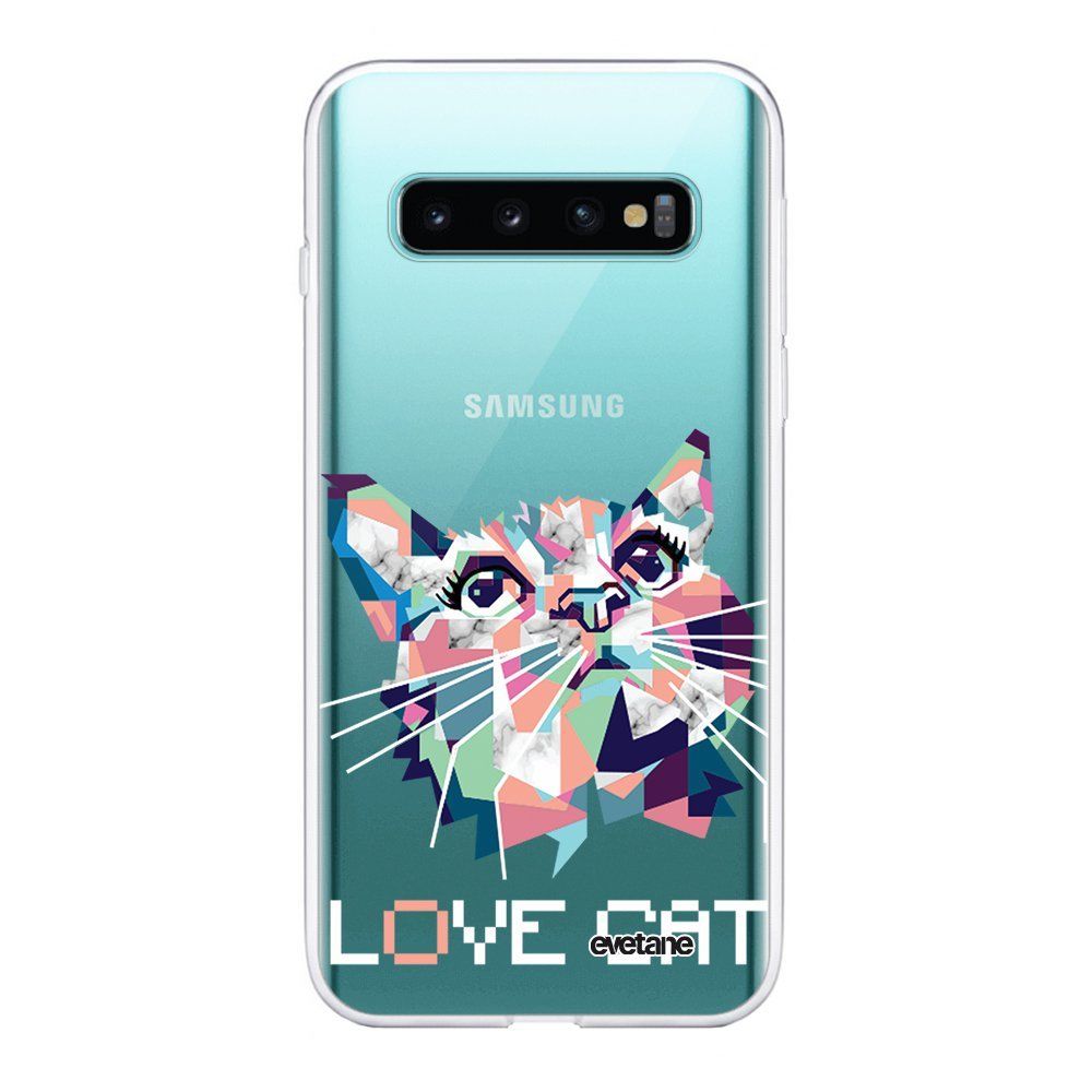 Evetane - Coque Samsung Galaxy S10 360 intégrale transparente Cat pixels Ecriture Tendance Design Evetane. - Coque, étui smartphone