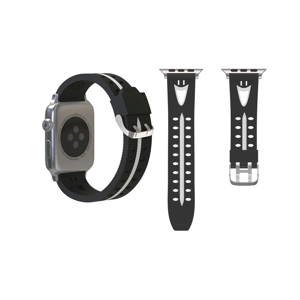 Wewoo - Bracelet noir et blanc pour Apple Watch Series 3 & 2 & 1 38mm Mode Souriant Visage Motif Silicone + - Accessoires Apple Watch