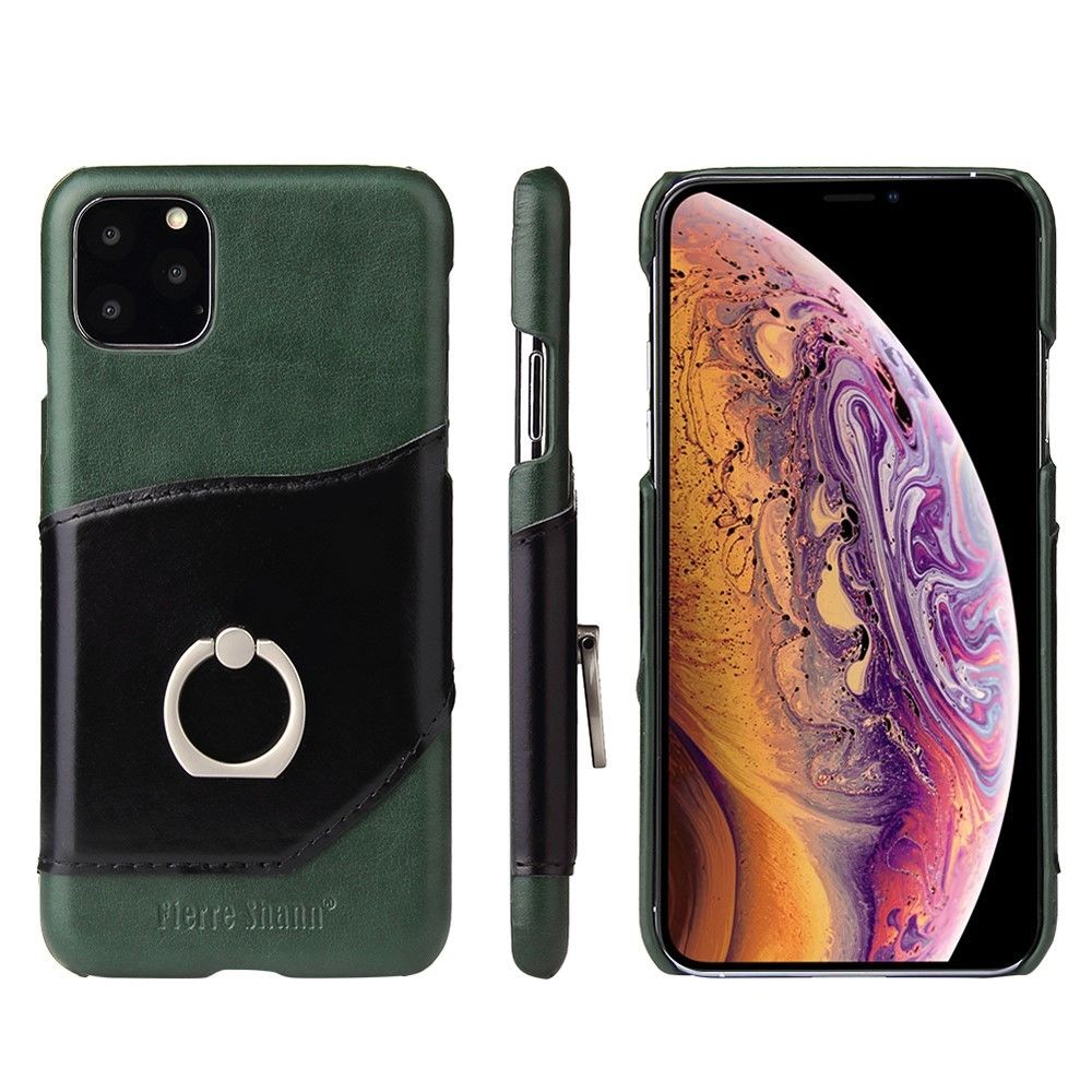 marque generique - Etui en cuir véritable avec béquille et porte-carte vert pour votre Apple iPhone XR (2019) 6.1 pouces - Coque, étui smartphone