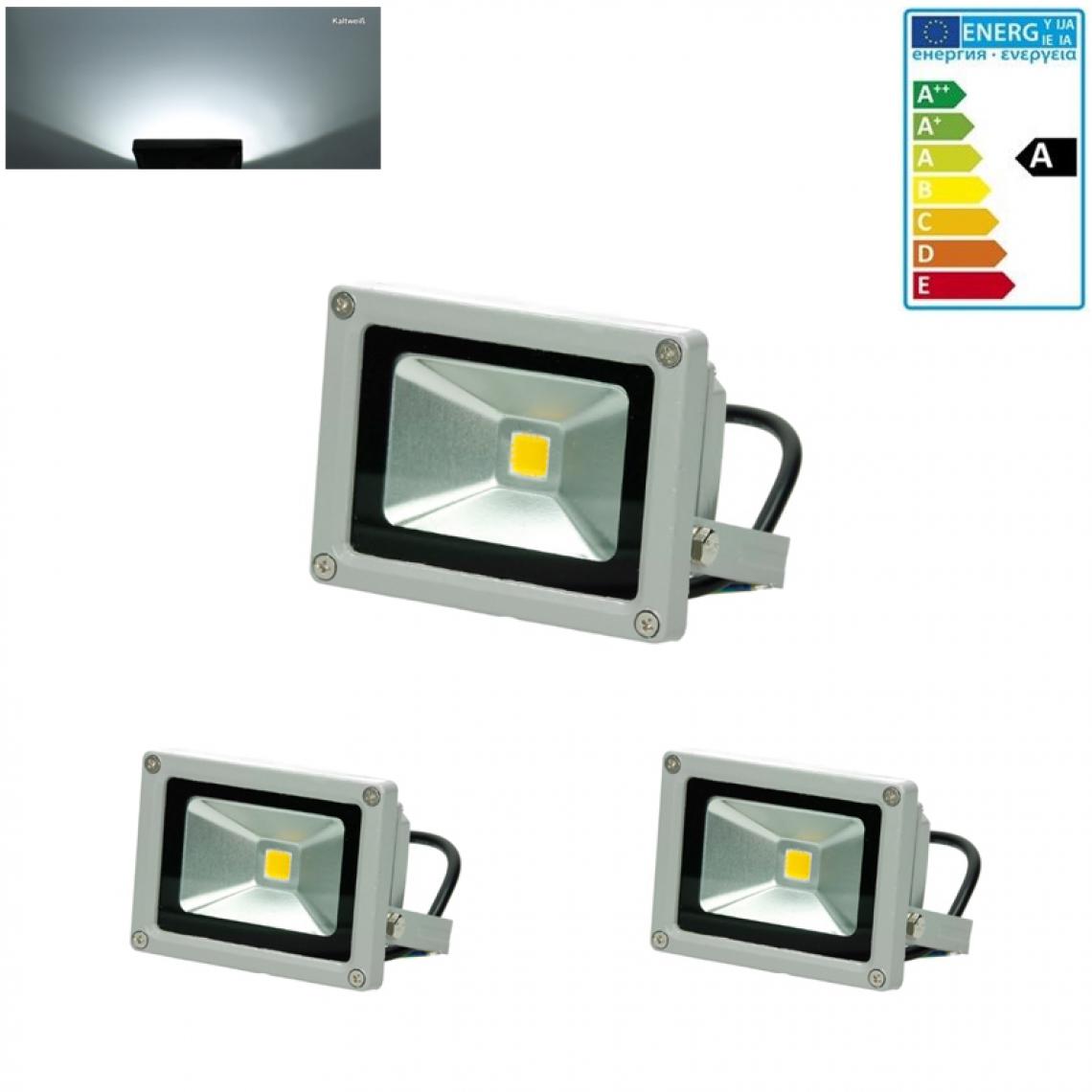 Ecd Germany - 2x LED Projecteur lumière extérieure spot éclairage 10W imperméable blanc froid - Projecteurs LED