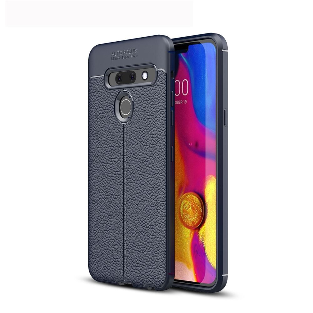 Wewoo - Coque Souple antichoc TPU Litchi pour LG G8 ThinQ bleu marine - Coque, étui smartphone
