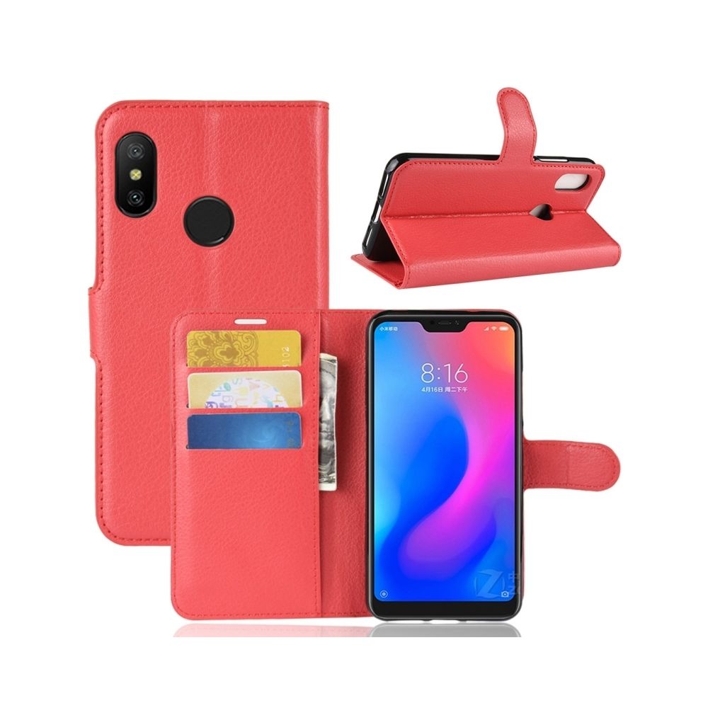 Wewoo - Housse Etui à Rabat en Cuir Litchi Texture Horizontal pour Xiaomi Redmi 6 Pro / Mi A2 Lite, avec Portefeuille & Porte Titres & Slots Rouge - Coque, étui smartphone
