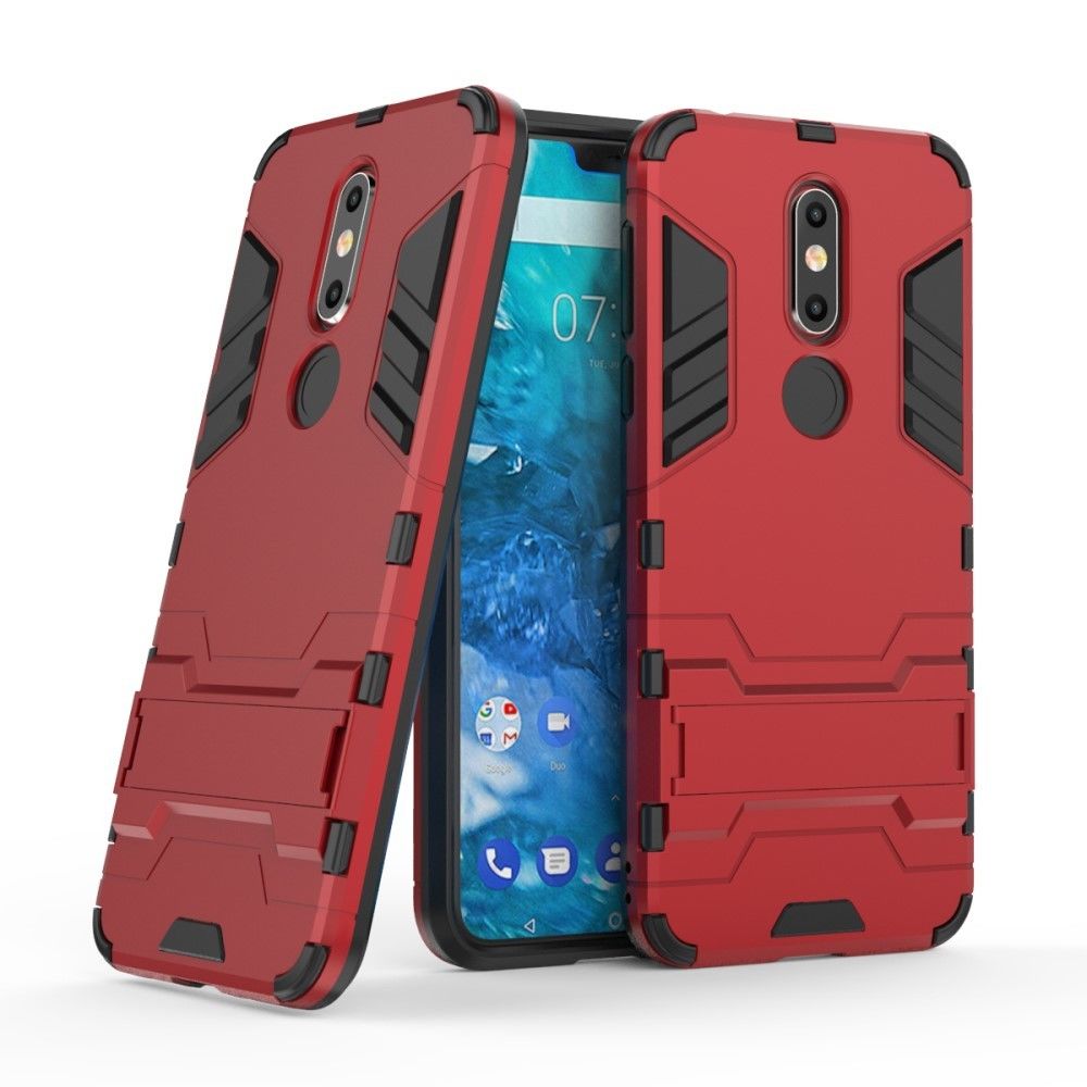 marque generique - Coque en TPU cool guard hybride rouge pour votre Nokia 7.1 - Autres accessoires smartphone