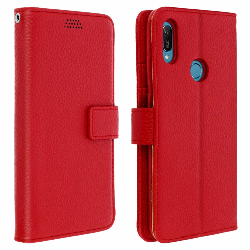 Avizar - Housse Huawei Y6 2019 / Y6S et Honor 8A Porte carte Support Vidéo Rouge - Coque, étui smartphone