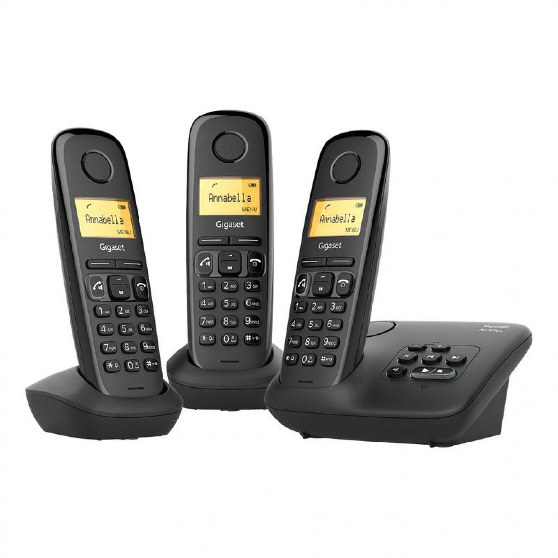 Gigaset - Téléphone sans fil répondeur GIGASET AL370A TRIO NOIR - Téléphone fixe sans fil