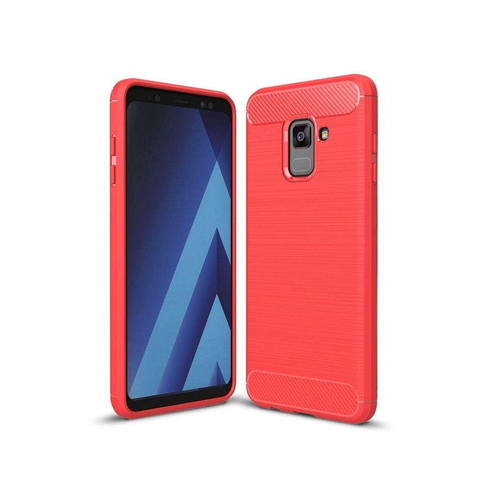 Wewoo - Coque rouge pour Samsung Galaxy A8 2018 Texture en fibre de carbone brossé antichoc TPU étui de protection - Coque, étui smartphone